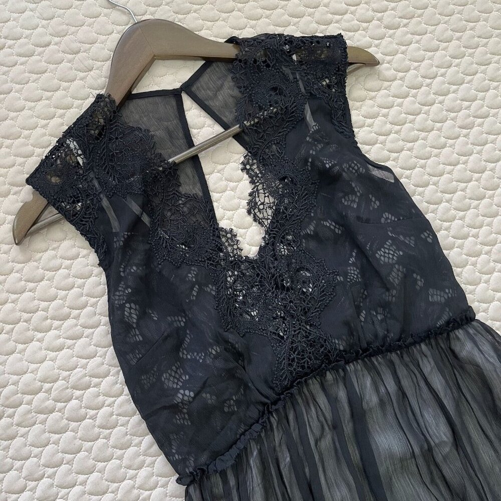 $419 NWT ALLSAINTS Sara Lace Midi Black Dress Size 8 - Picture 4 of 14